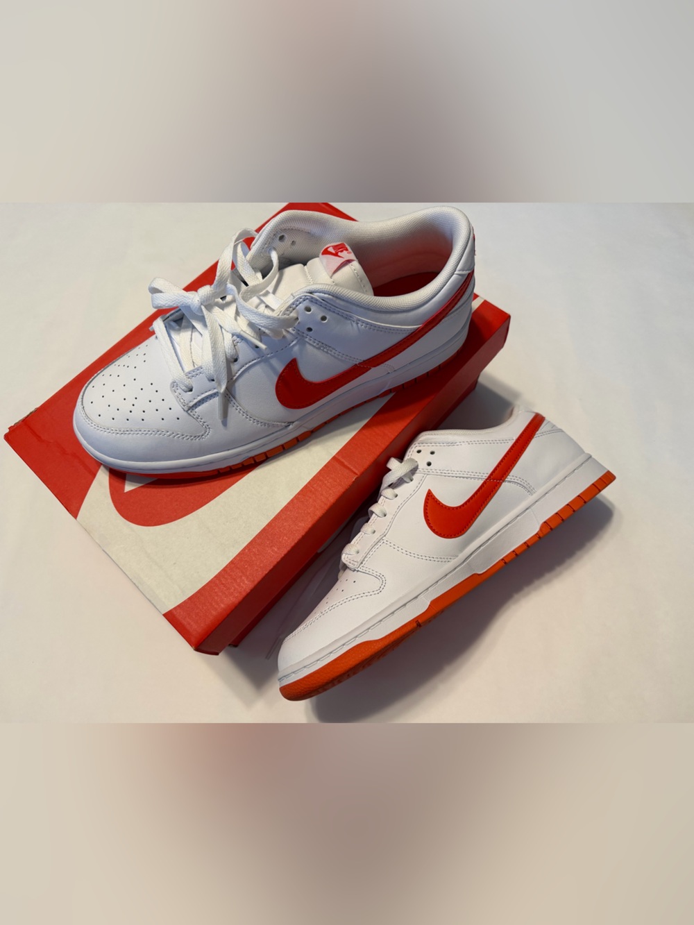 Nike Dunk Low Retro White with Orange Swoosh - Picture 2 of 6